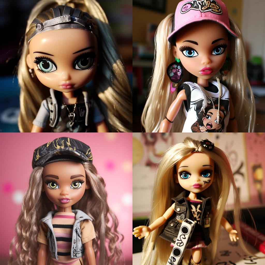 Bratz doll style, Midjourney V5, render 1 of 4