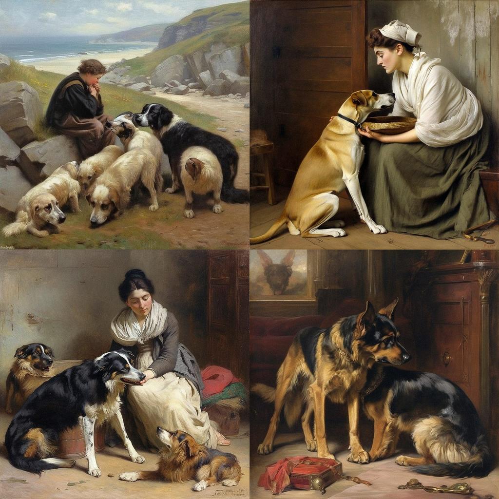 Briton Riviere style, Midjourney V5, render 1 of 4