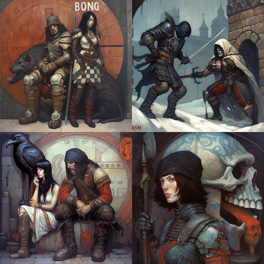 Brom style, Midjourney V5, render 1 of 4