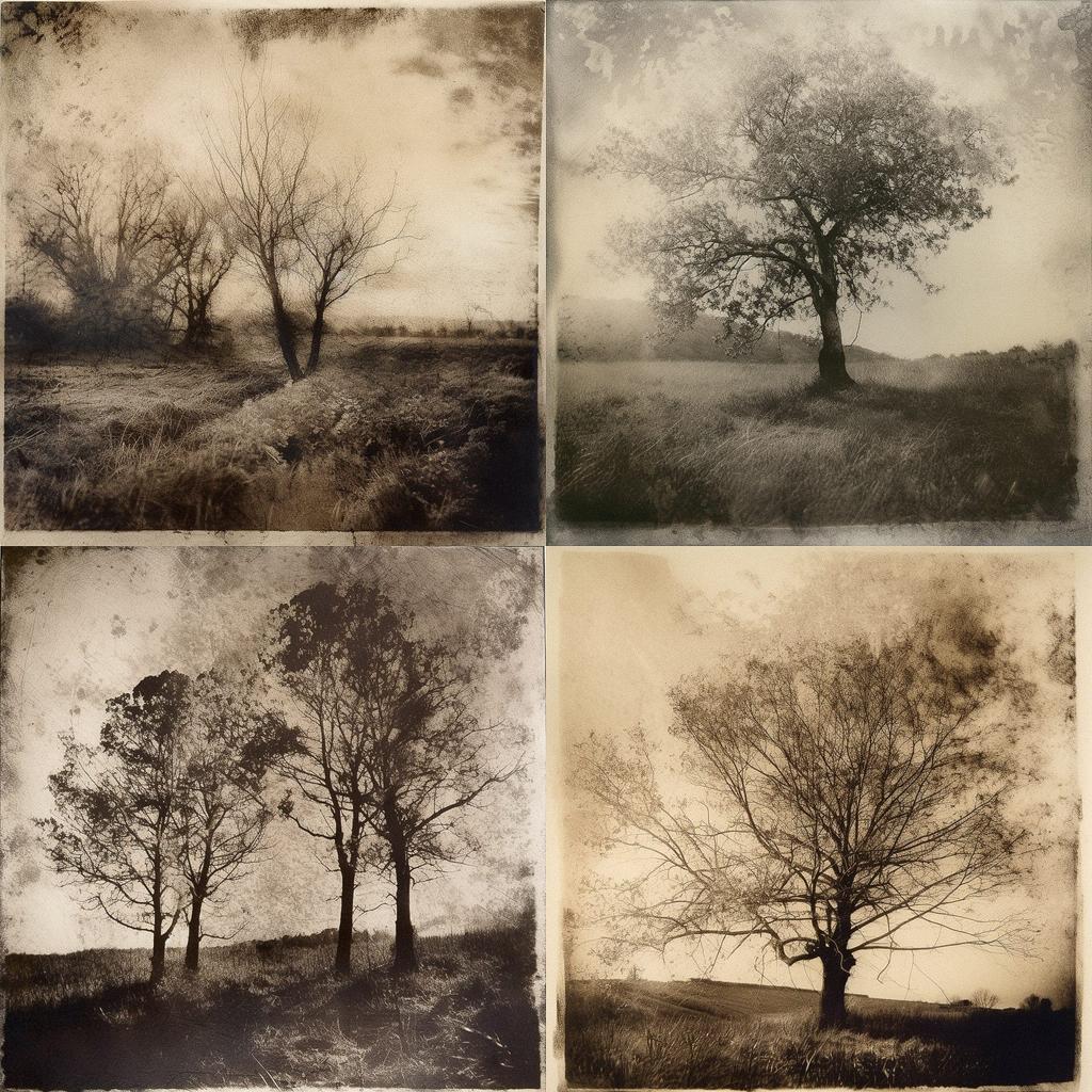 Bromoil print style, Midjourney V5, render 1 of 4