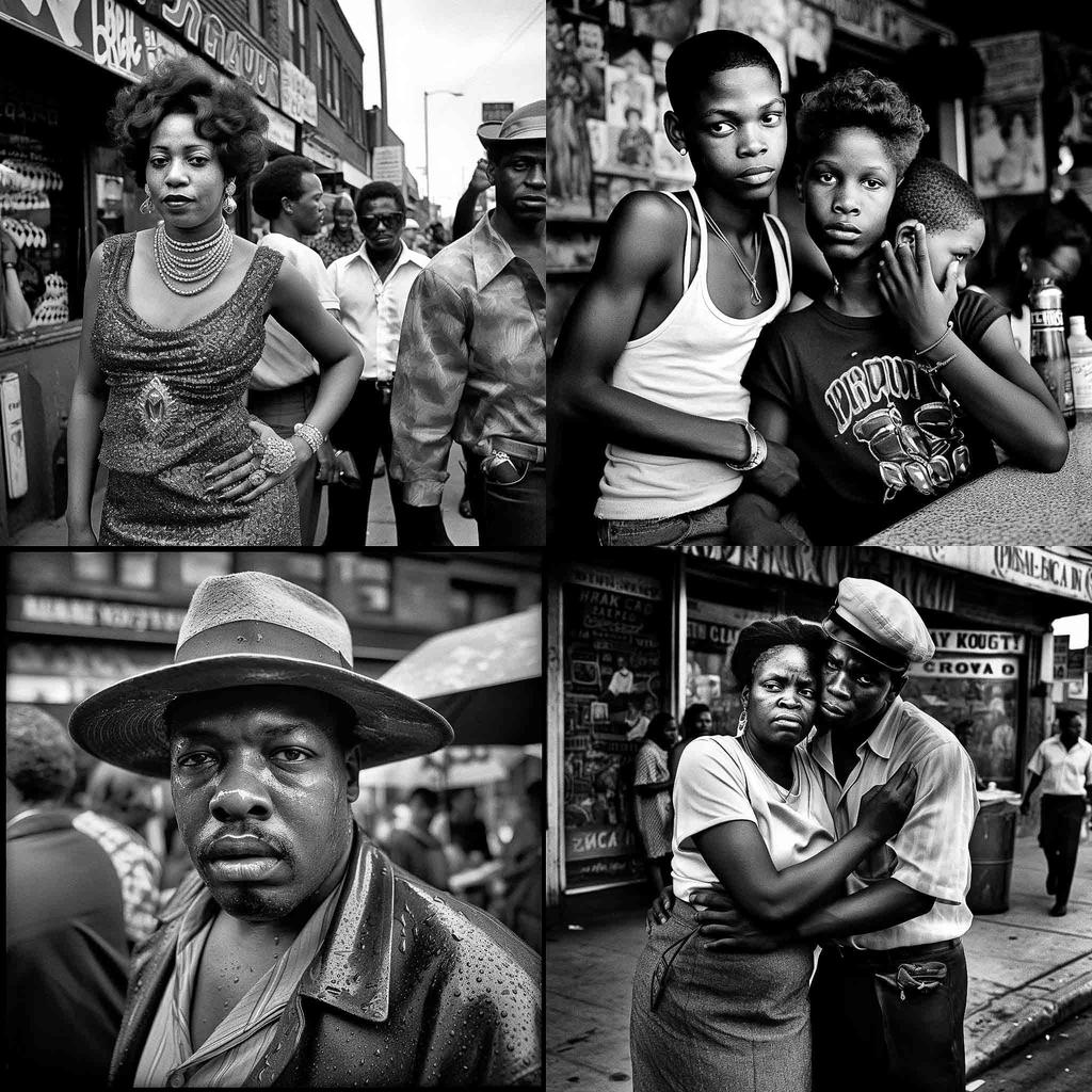 Bruce Gilden style, Midjourney V5, render 1 of 4