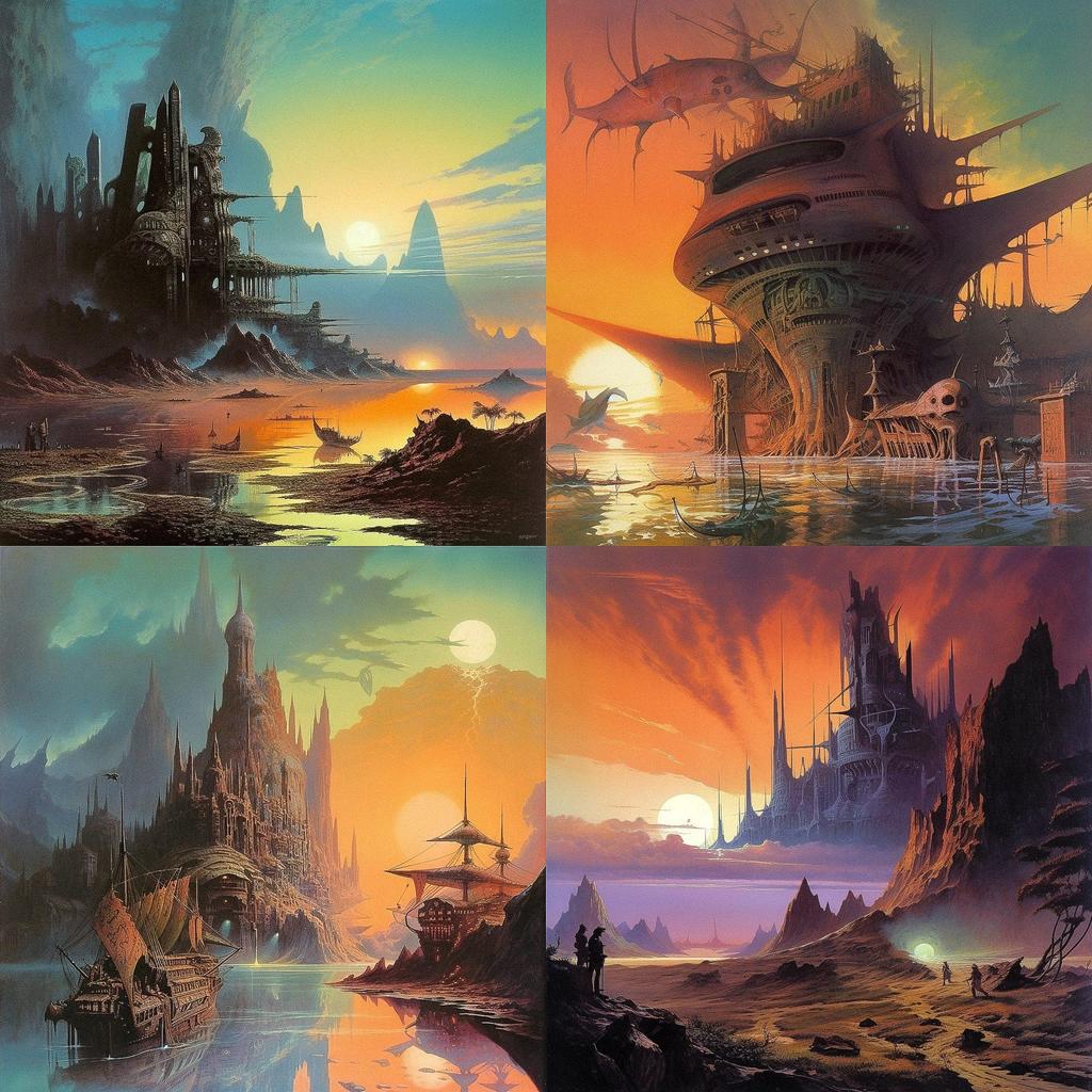 Bruce Pennington style, Midjourney V5, render 1 of 4