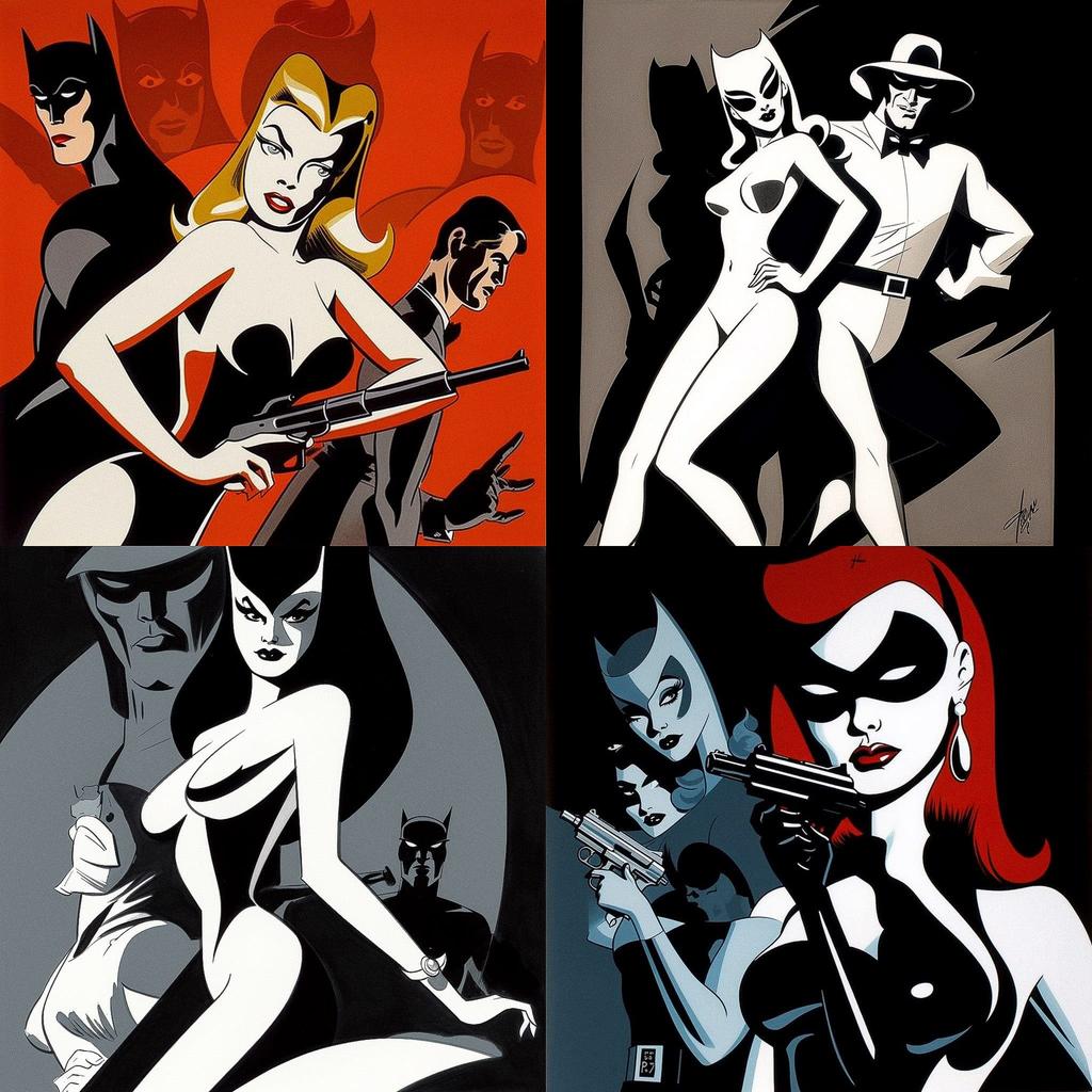 Bruce Timm style, Midjourney V5, render 1 of 4