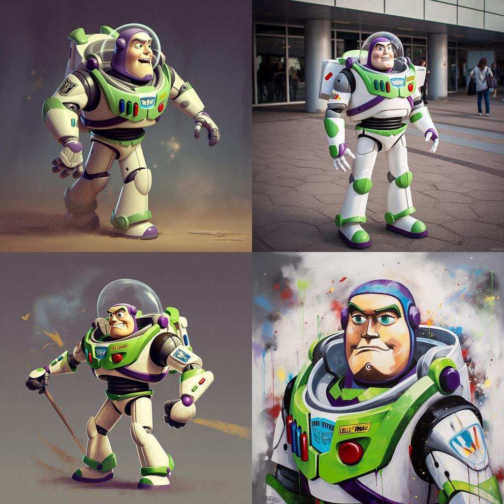 Buzz Lightyear style, Midjourney V5, render 1 of 4
