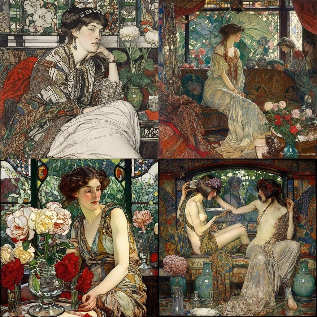 Byam Shaw style, Midjourney V5, render 1 of 4