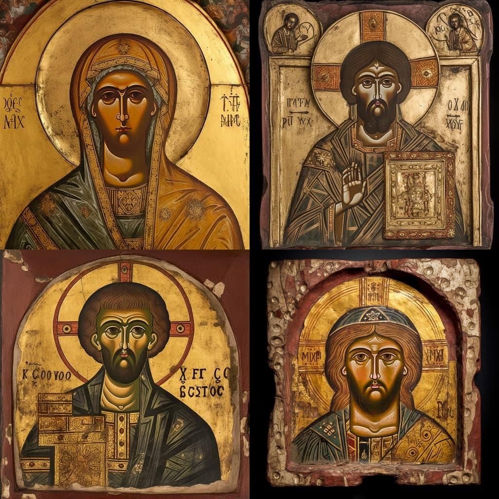 Byzantine icon style, Midjourney V5, render 1 of 4