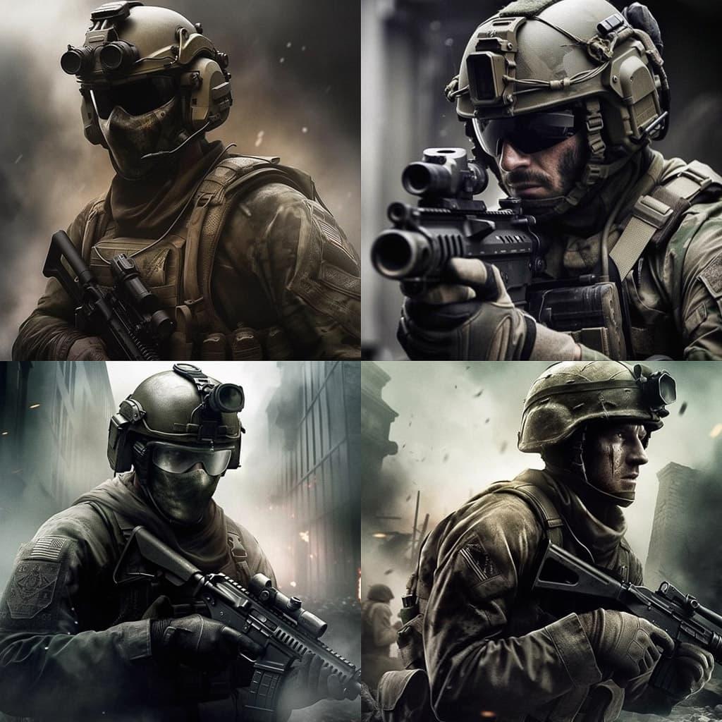 Call of Duty style, Midjourney V5, render 1 of 4