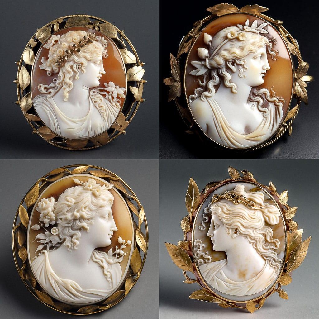 Cameo style, Midjourney V5, render 1 of 4