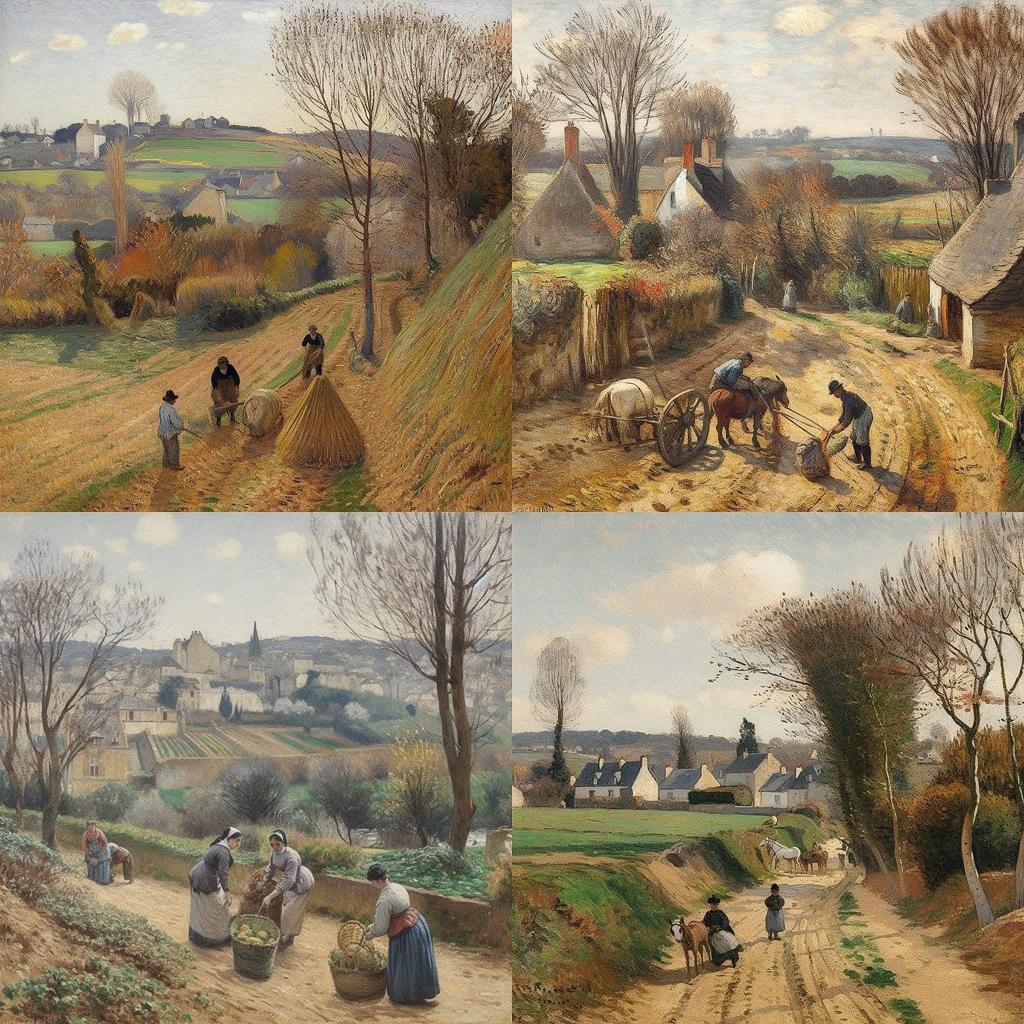 Camille Pissarro style, Midjourney V5, render 1 of 4