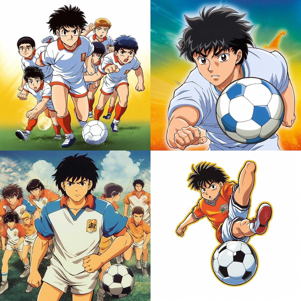 Captain Tsubasa style, Midjourney V5, render 1 of 4