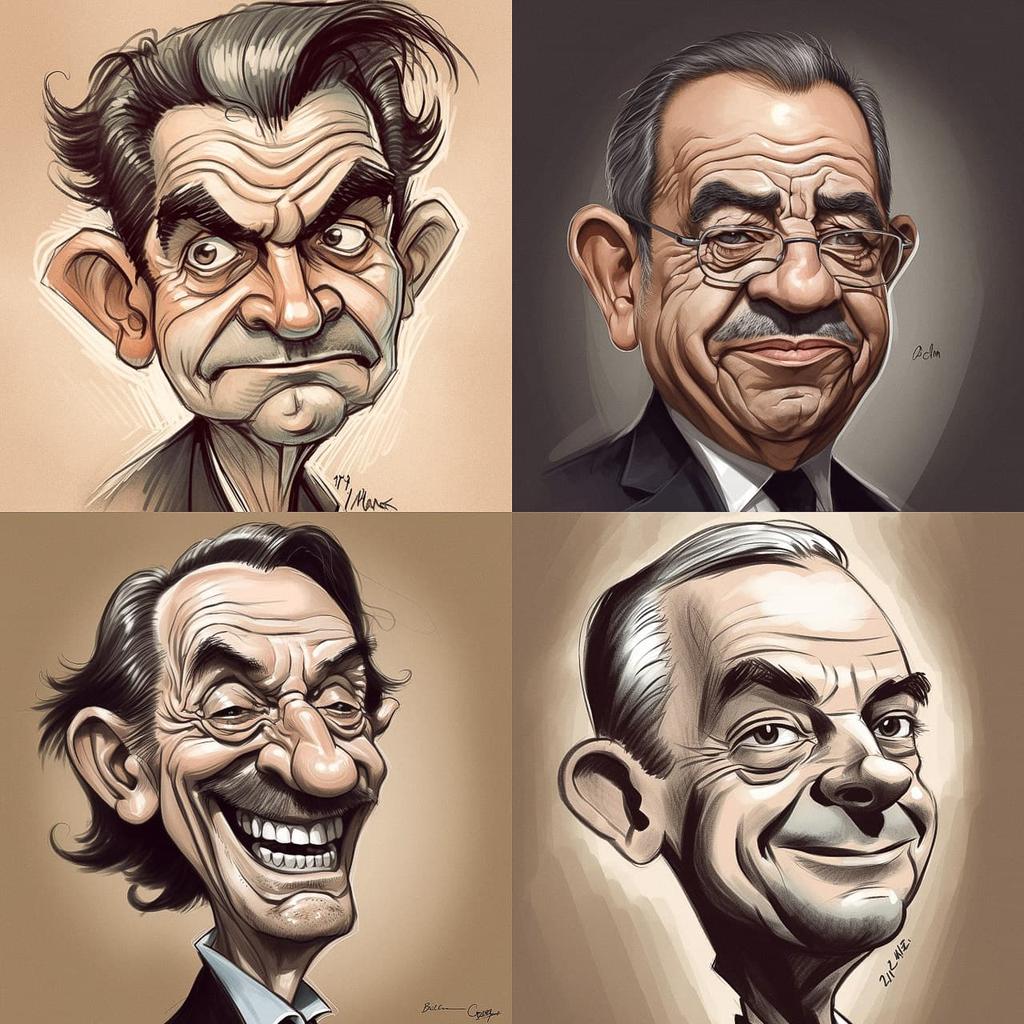 Caricature style, Midjourney V5, render 1 of 4