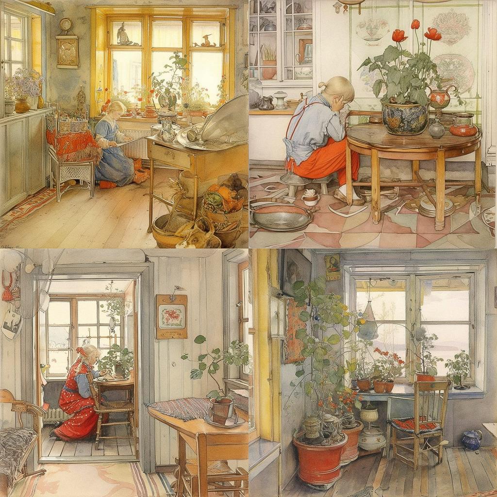 Carl Larsson style, Midjourney V5, render 1 of 4