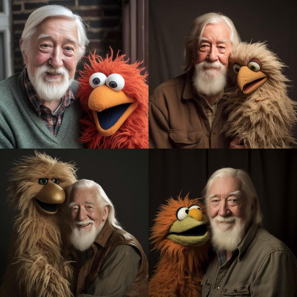 Caroll Spinney style, Midjourney V5, render 1 of 4