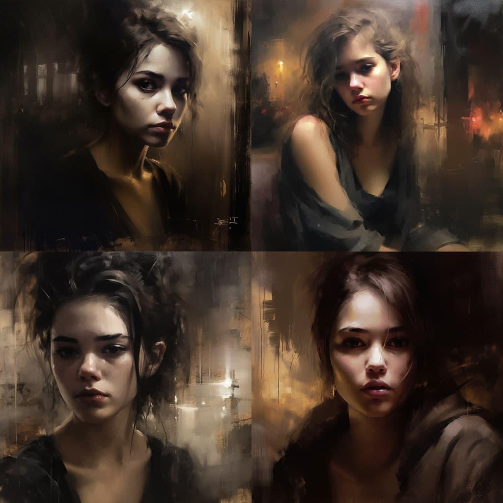 Casey Baugh style, Midjourney V5, render 1 of 4