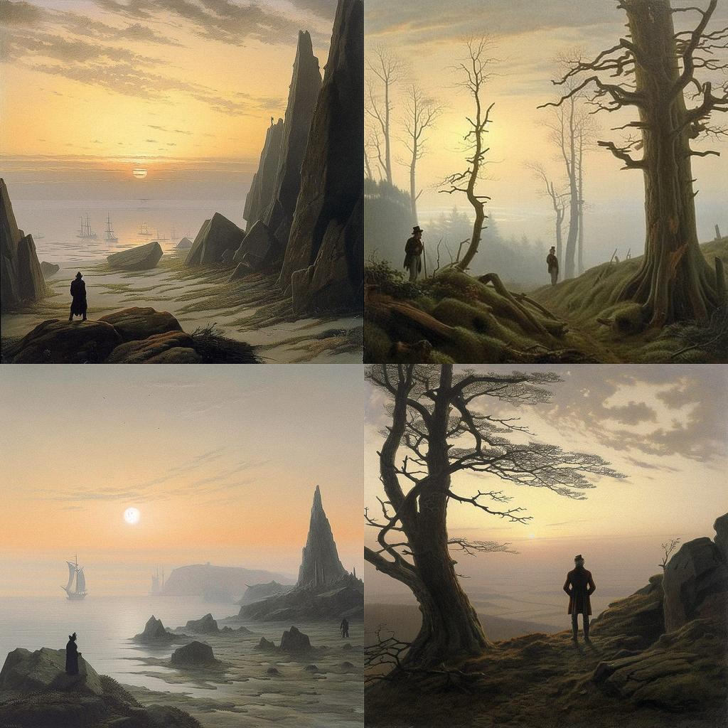 Caspar David Friedrich style, Midjourney V5, render 1 of 4