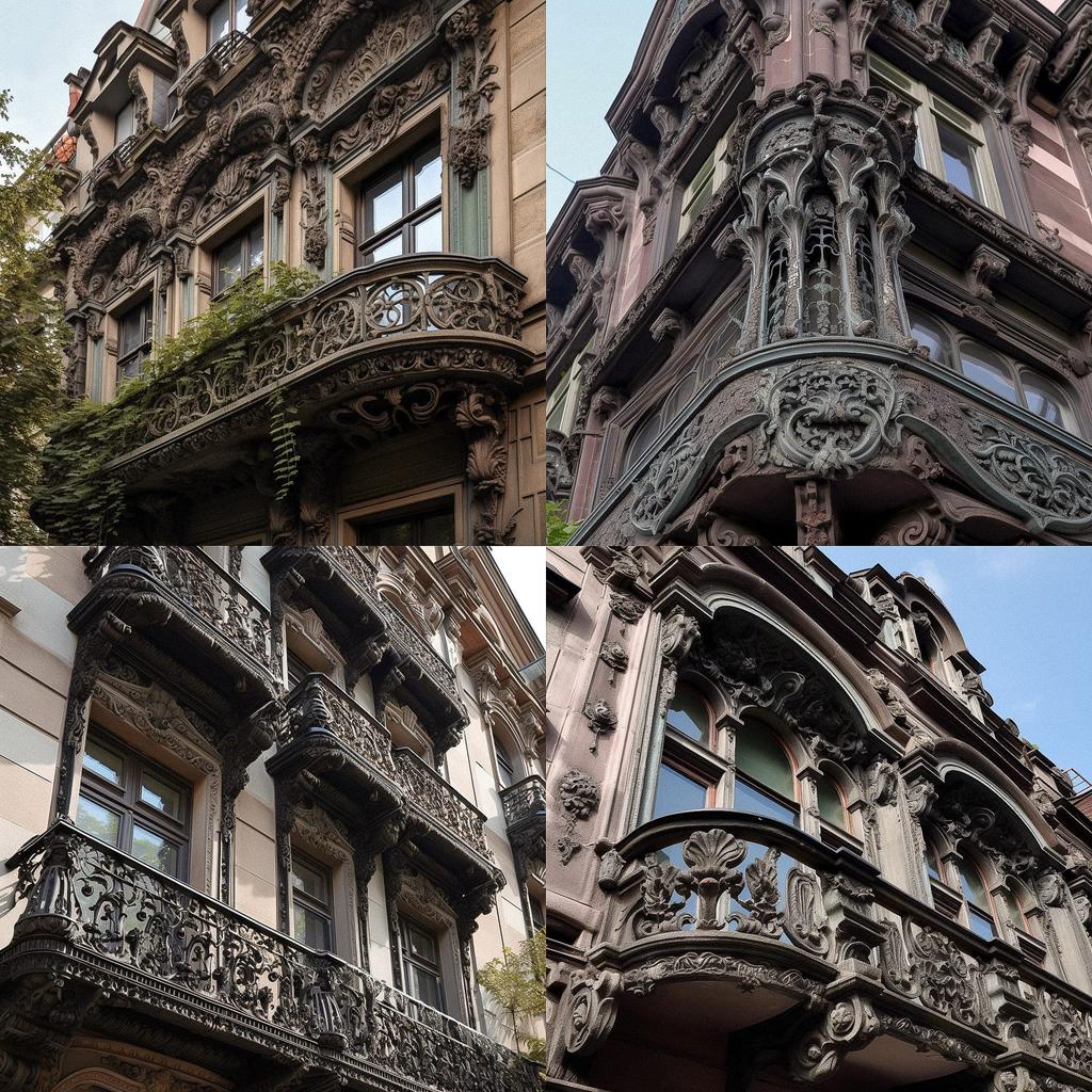 Cast-iron architecture style, Midjourney V5, render 1 of 4