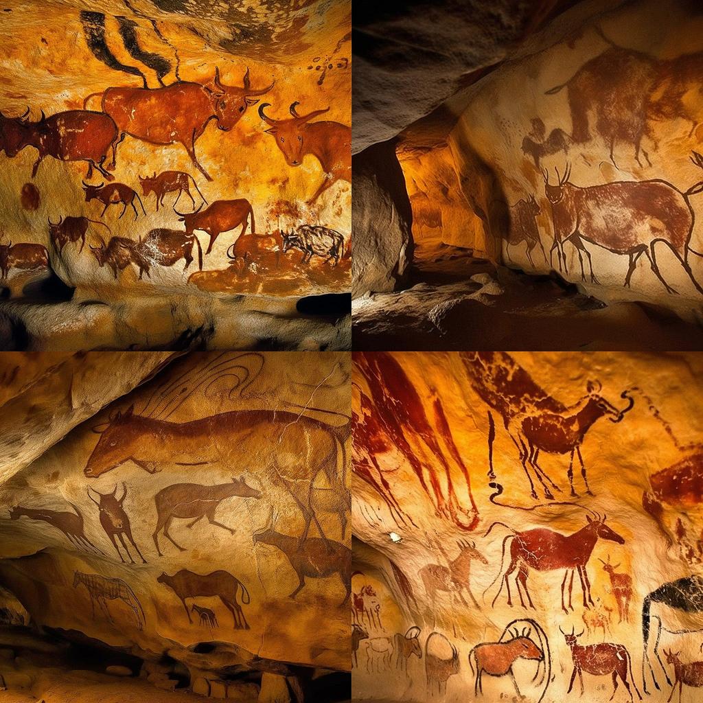 Cave painting style, Midjourney V5, render 1 of 4