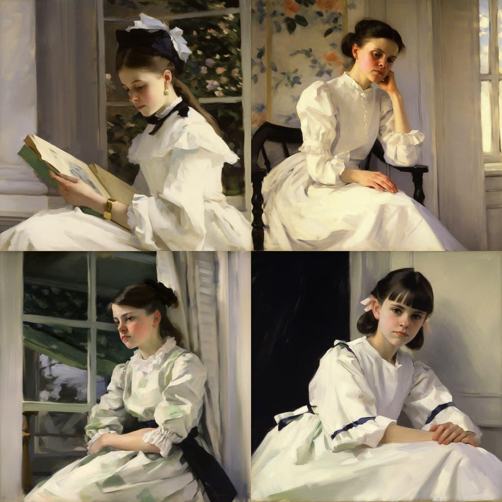 Cecilia Beaux style, Midjourney V5, render 1 of 4