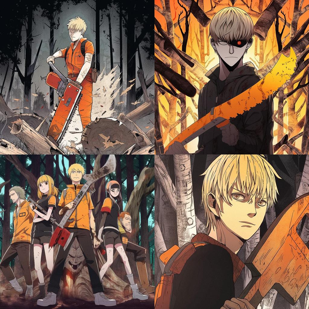 Chainsaw Man style, Midjourney V5, render 1 of 4