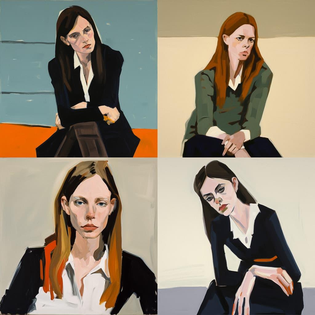 Chantal Joffe style, Midjourney V5, render 1 of 4