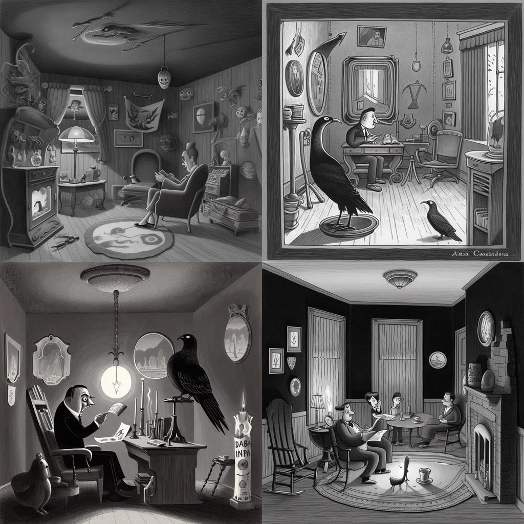 Charles Addams style, Midjourney V5, render 1 of 4