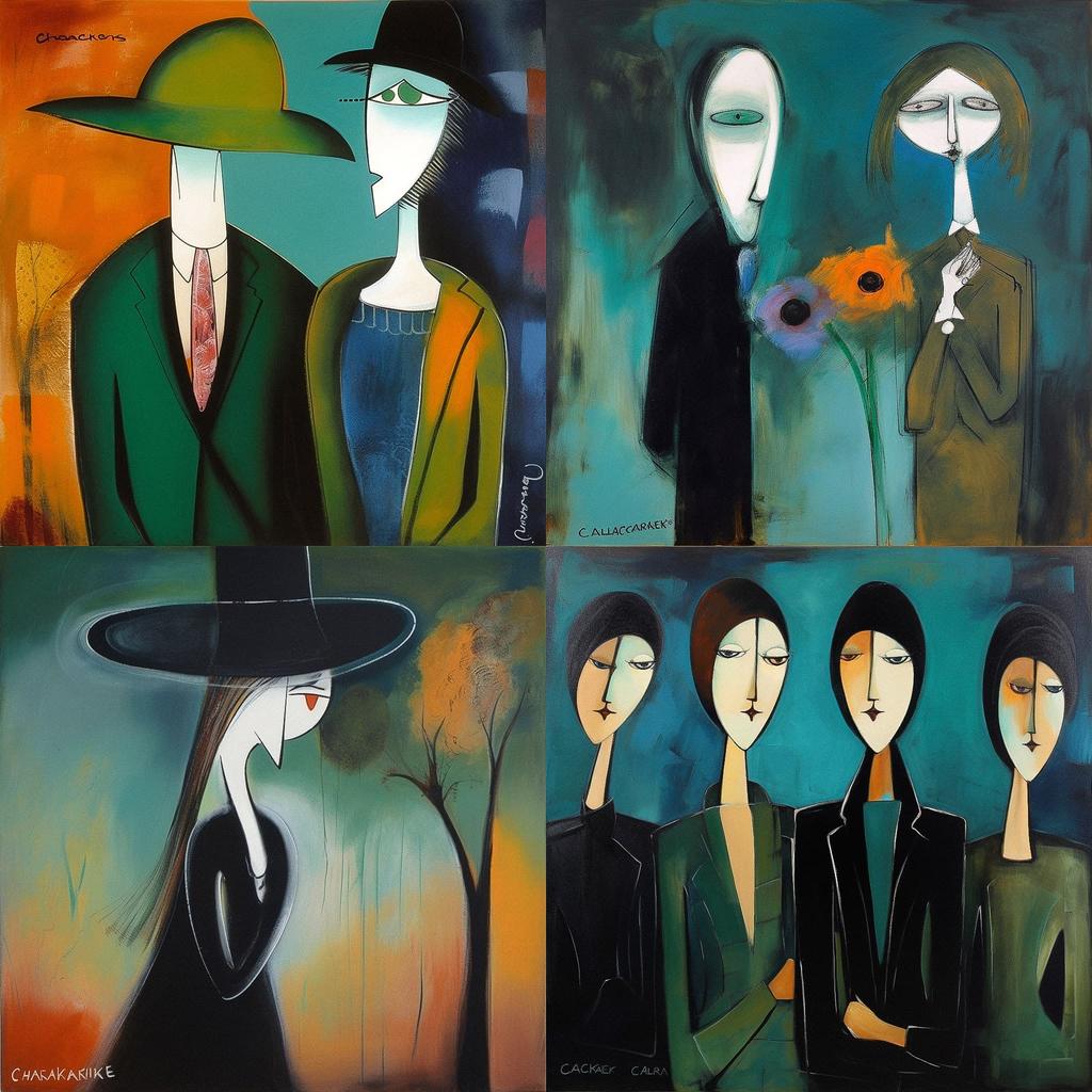 Charles Blackman style, Midjourney V5, render 1 of 4