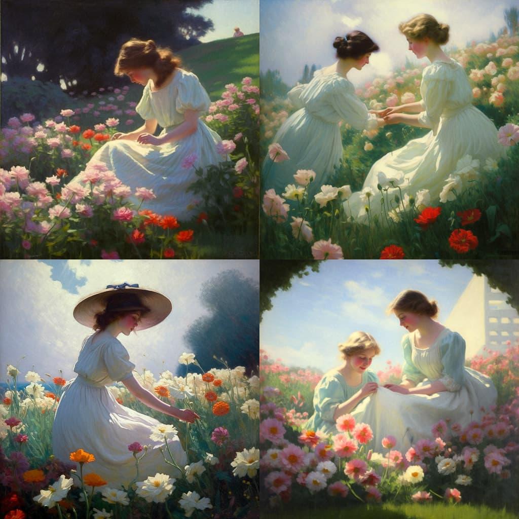 Charles Courtney Curran style, Midjourney V5, render 1 of 4