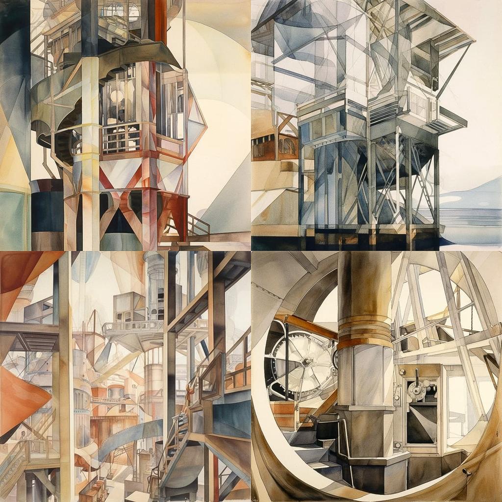 Charles Demuth style, Midjourney V5, render 1 of 4