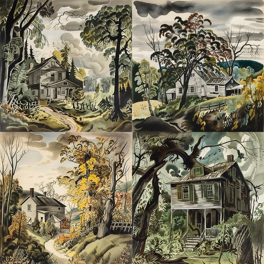 Charles E. Burchfield style, Midjourney V5, render 1 of 4