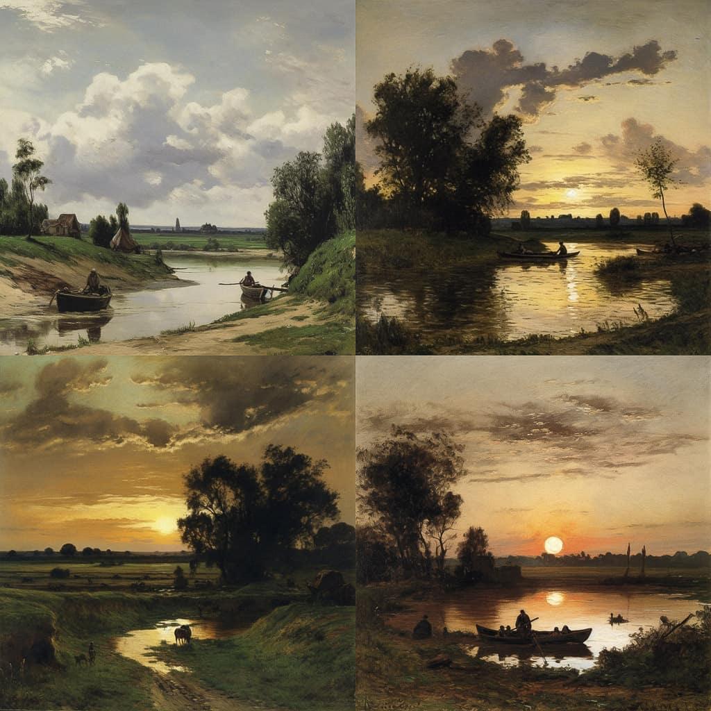 Charles-Francois Daubigny style, Midjourney V5, render 1 of 4