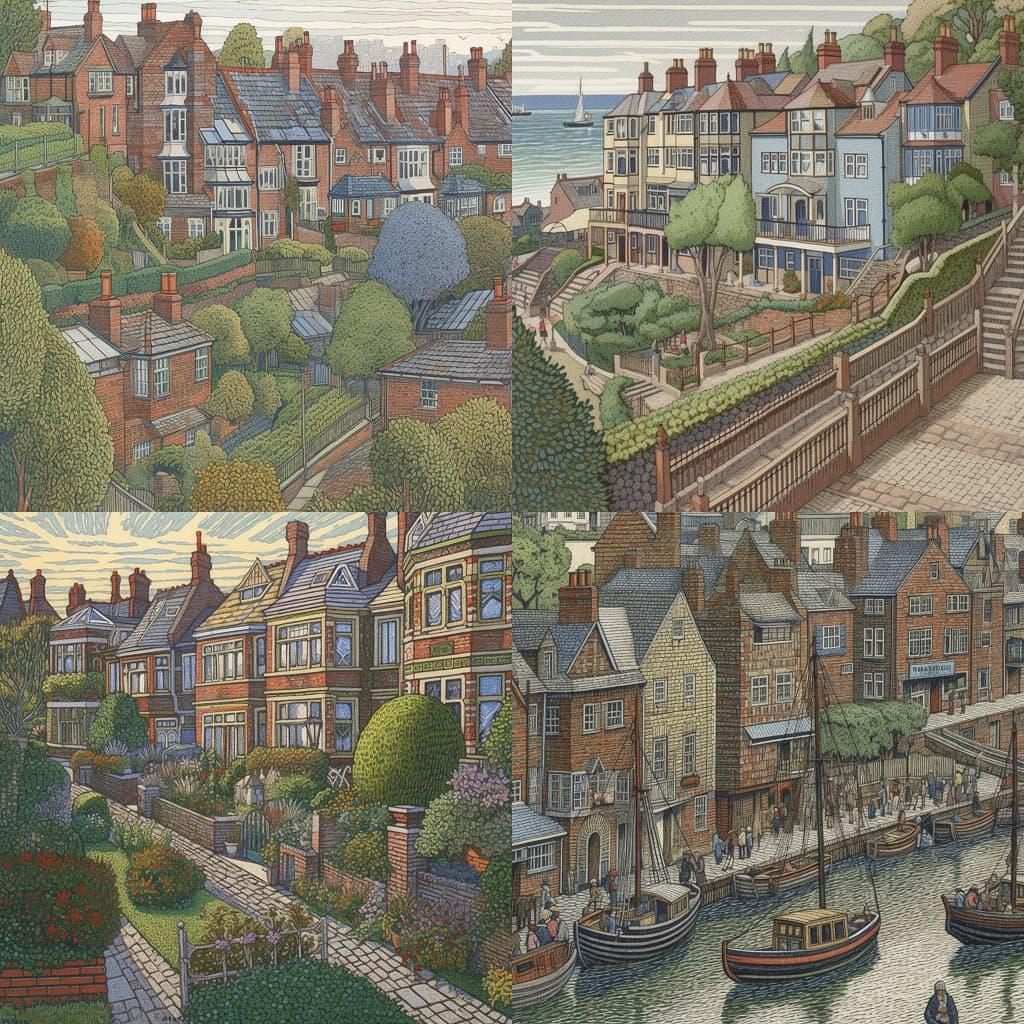 Charles Ginner style, Midjourney V5, render 1 of 4