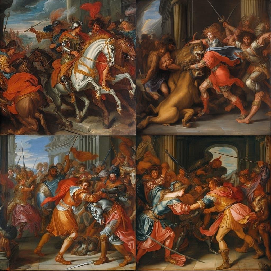 Charles Le Brun style, Midjourney V5, render 1 of 4