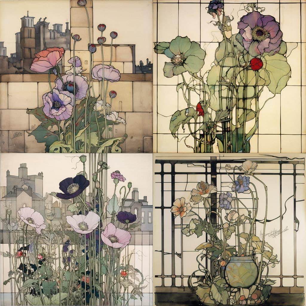 Charles Rennie Mackintosh style, Midjourney V5, render 1 of 4