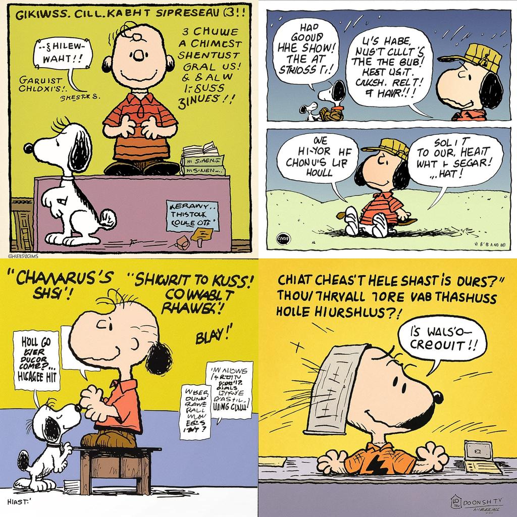 Charles Schulz style, Midjourney V5, render 1 of 4