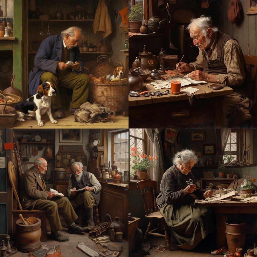 Charles Spencelayh style, Midjourney V5, render 1 of 4