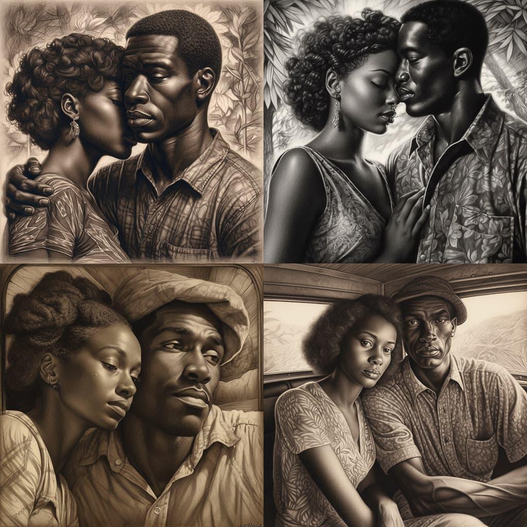 Charles White style, Midjourney V5, render 1 of 4