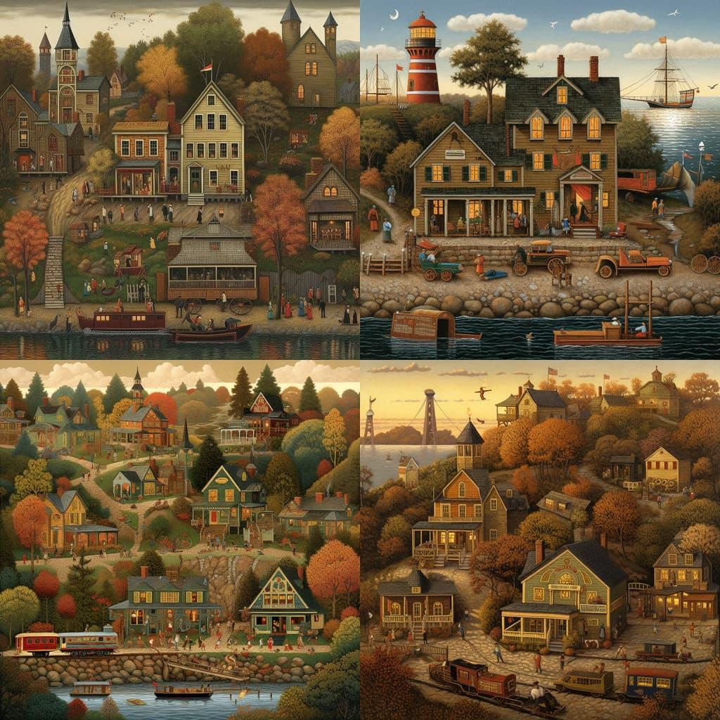 Charles Wysocki style, Midjourney V5, render 1 of 4