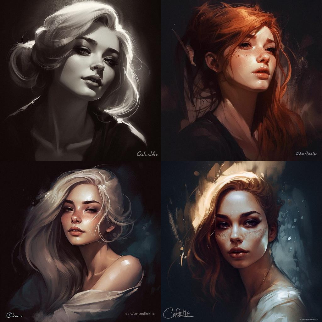 Charlie Bowater style, Midjourney V5, render 1 of 4