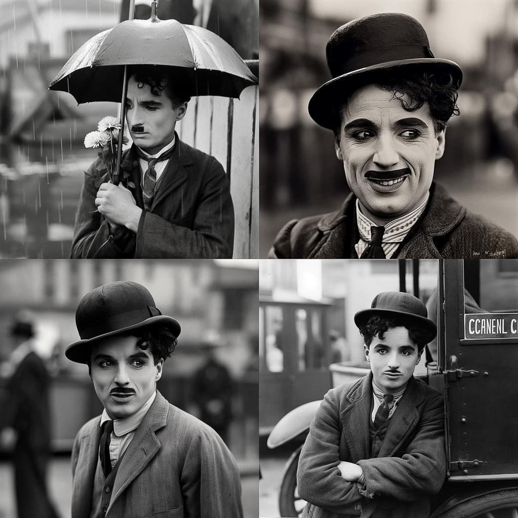 Charlie Chaplin style, Midjourney V5, render 1 of 4
