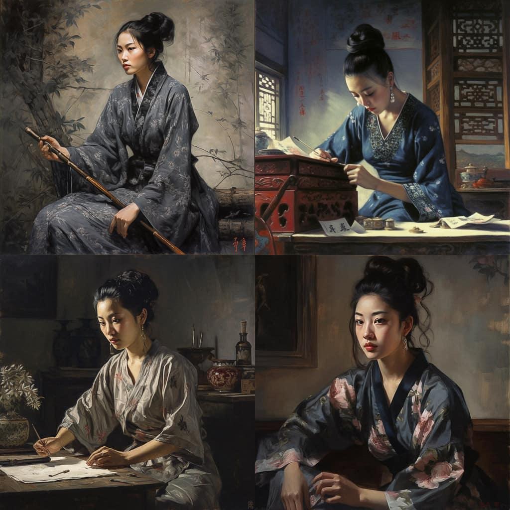 Chen Yifei style, Midjourney V5, render 1 of 4