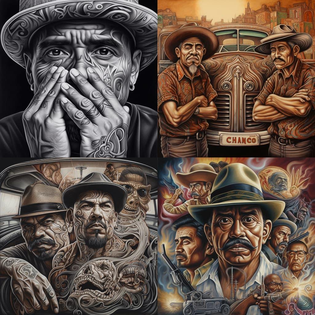 Chicano art style, Midjourney V5, render 1 of 4