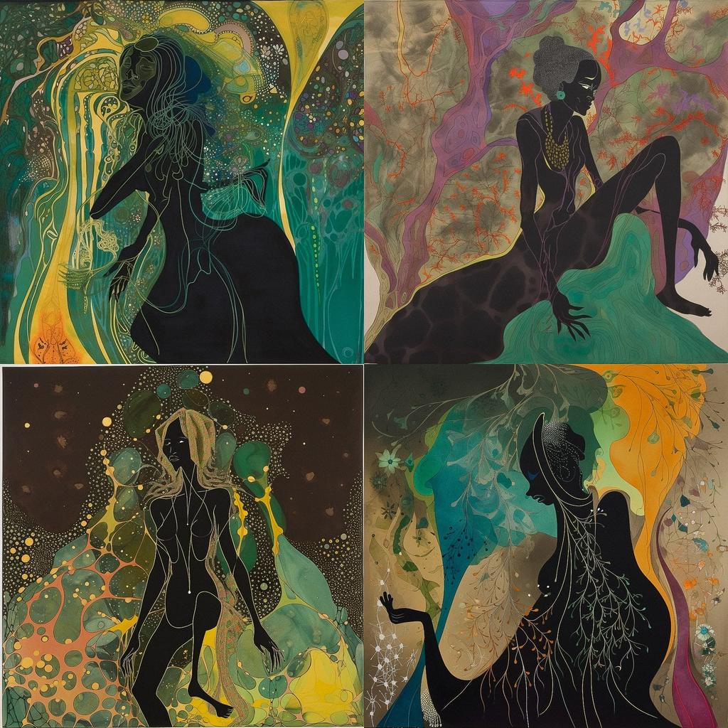 Chris Ofili style, Midjourney V5, render 1 of 4