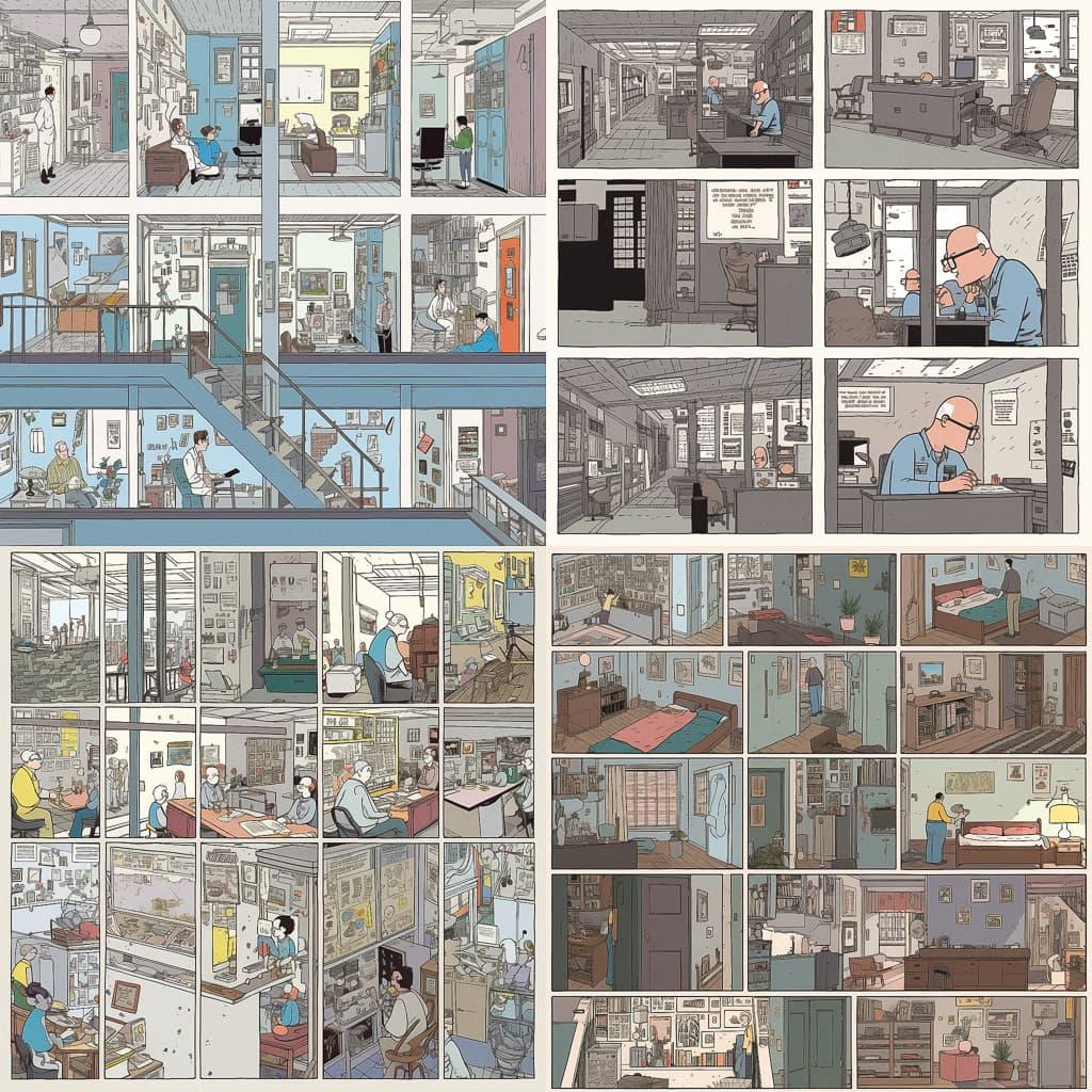 Chris Ware style, Midjourney V5, render 1 of 4