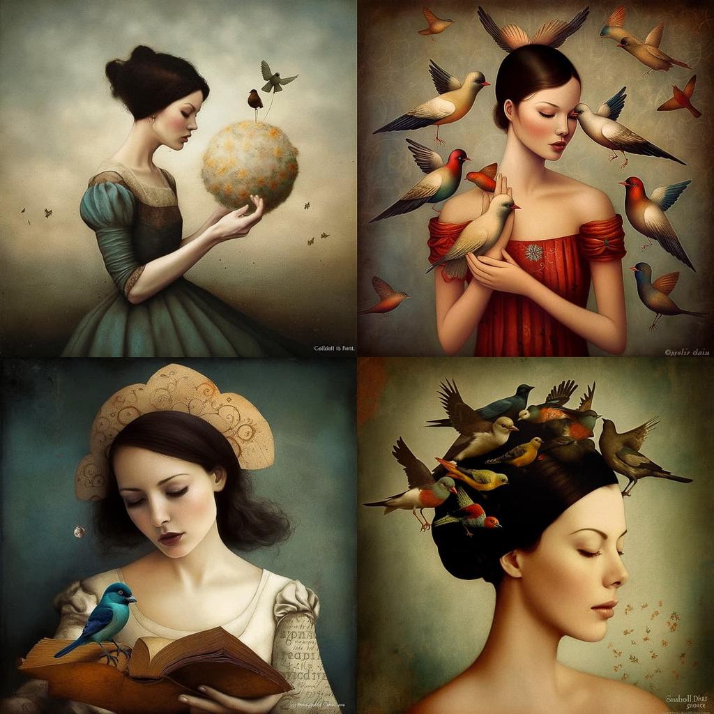 Christian Schloe style, Midjourney V5, render 1 of 4