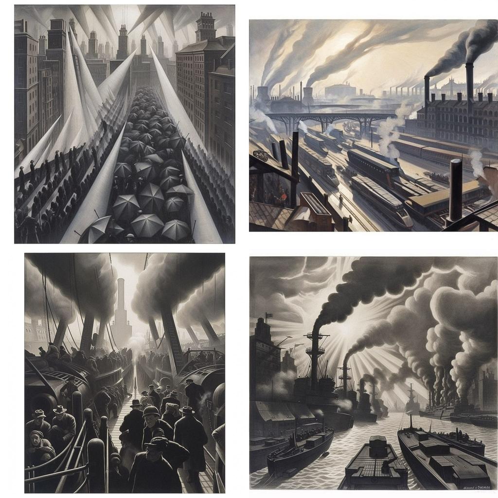 Christopher R. W. Nevinson style, Midjourney V5, render 1 of 4
