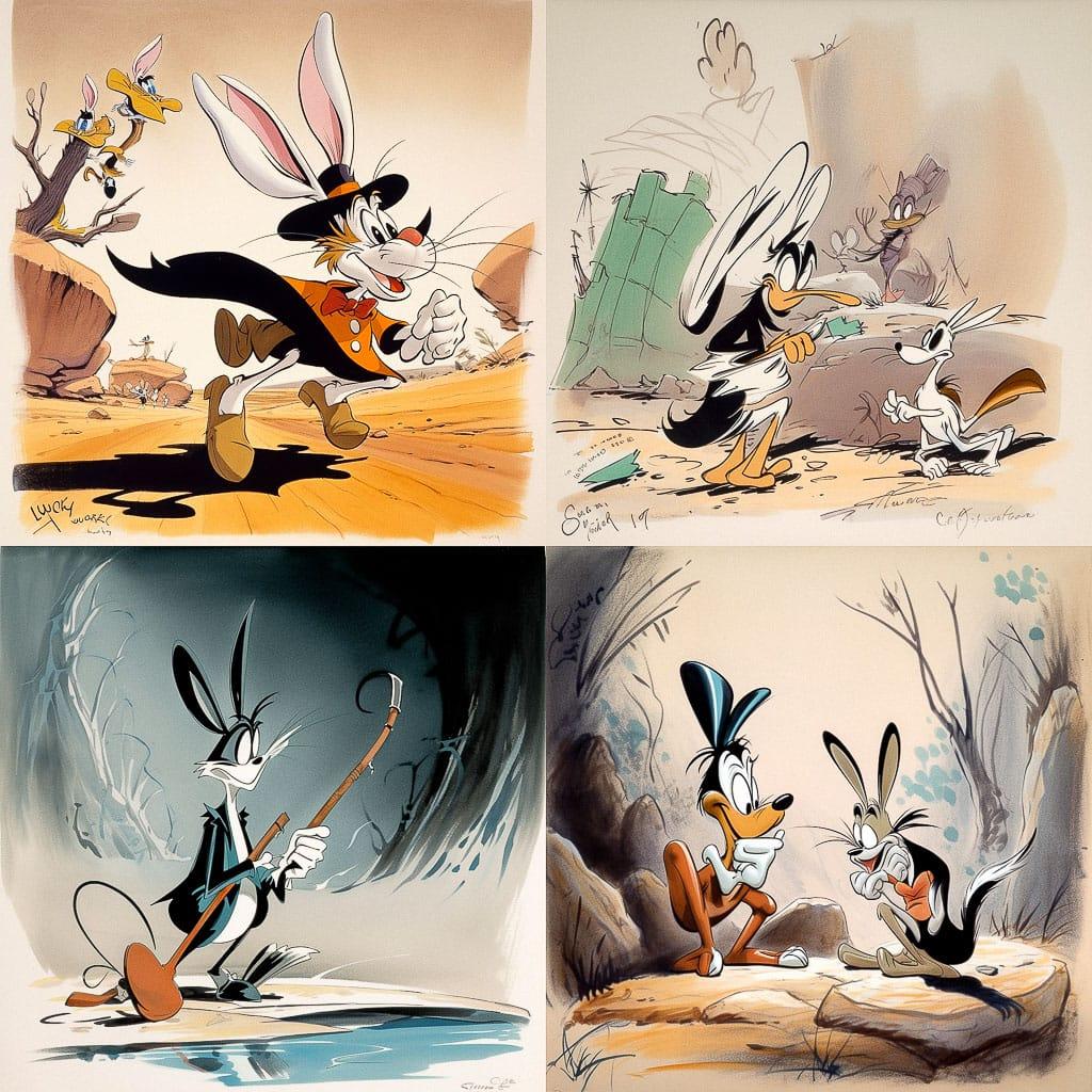 Chuck Jones style, Midjourney V5, render 1 of 4