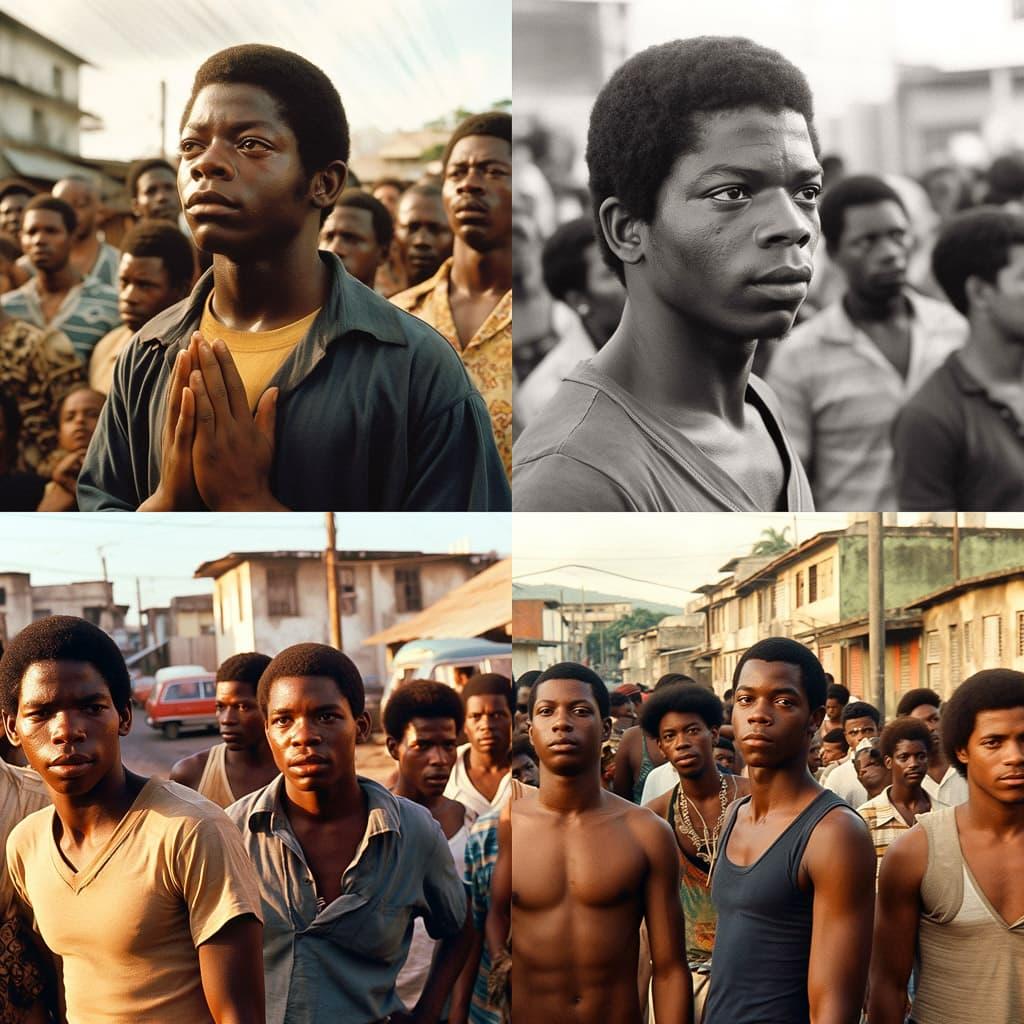 City of God style, Midjourney V5, render 1 of 4