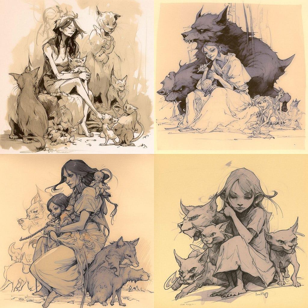 Claire Wendling style, Midjourney V5, render 1 of 4