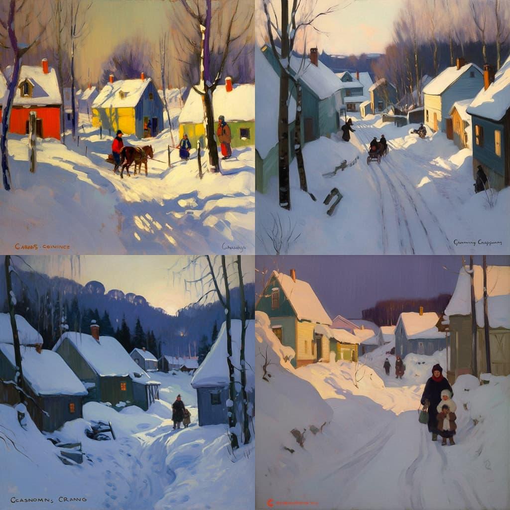 Clarence Gagnon style, Midjourney V5, render 1 of 4