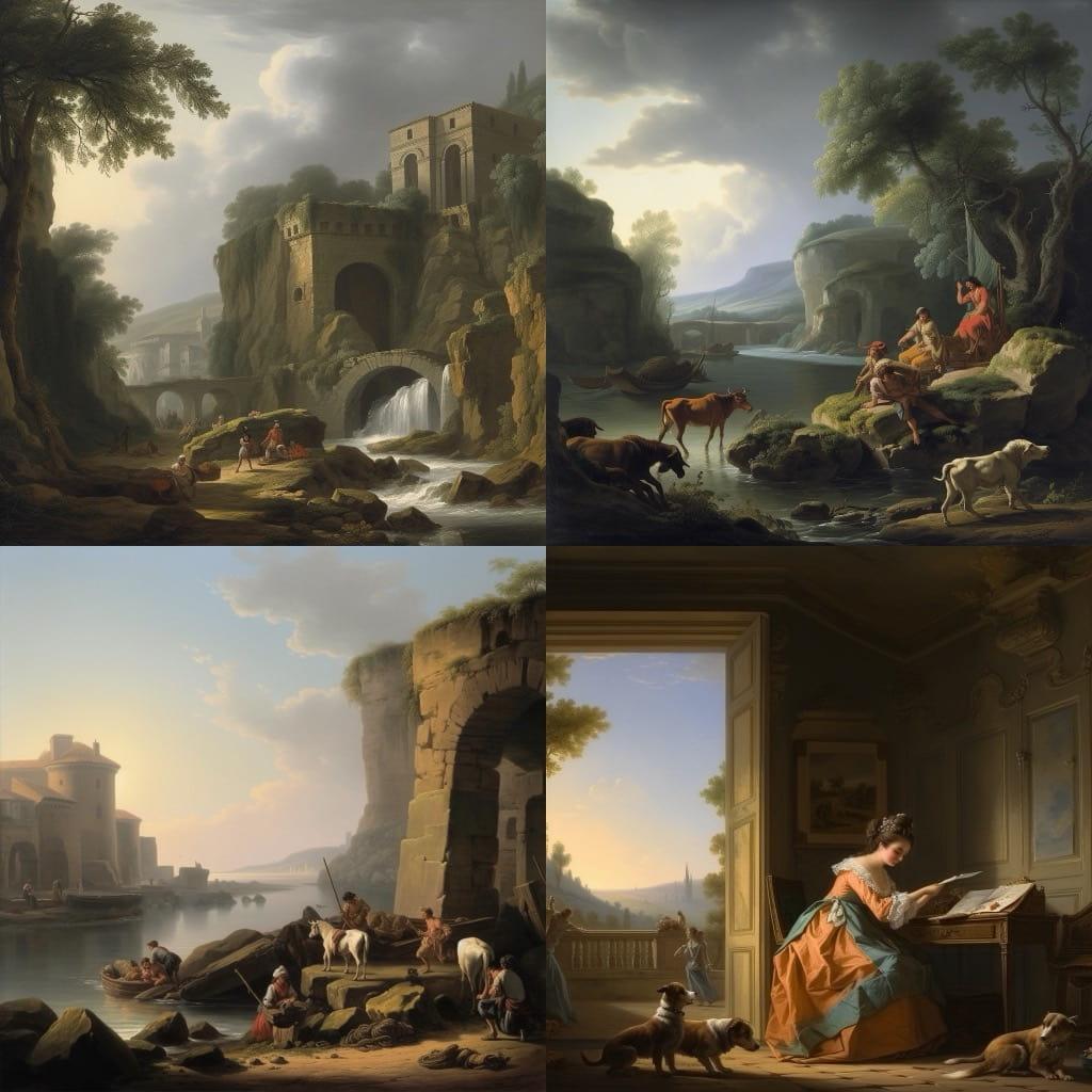 Claude-Joseph Vernet style, Midjourney V5, render 1 of 4